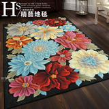 欧式美式田园复古中式花卉羊毛卧室客厅沙发茶几立体浮雕多彩地毯