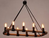 美式乡村长方形麻绳吊灯 复古工业风田园风格客厅餐厅咖啡厅吊灯