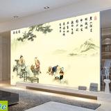 中式客厅电视背景墙壁纸书房无纺墙纸布茶道大型壁画中国风品茗图