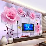 温馨浪漫大型壁画婚房卧室背景墙玫瑰粉色花卉电视背景墙布3d无缝