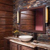 新古典欧式实木框浴室镜橡木防雾卫浴镜美式壁挂卫生间化妆镜定制