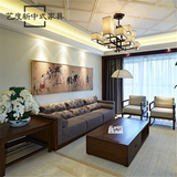 新中式沙发实木沙发客厅组合中式会所样板房原木仿古雕花家具定制