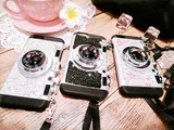 韩国苹果i6照相机手机壳6p5.5带钻挂脖硅胶保护套iPhone6s奢华女