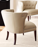 美式实木家具 美式皮艺单人沙发 真皮餐椅欧式高档餐椅厂家直销
