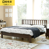 全实木双人床1.5米1.8米白橡木黑胡桃色北欧床美式乡村家具环保