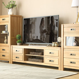 全实木电视柜简约现代电视机柜组合视听柜北欧原木色地柜客厅家具