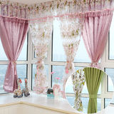 定制窗帘田园印花遮光布料客厅卧室半帘短帘飘窗绿粉色窗纱廉新品