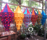 香提印 印度尼泊尔瑜珈馆咖啡馆客栈亮片布艺四层灯 罩特色圆灯笼