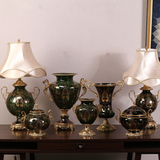 法式欧式家居客厅装饰品台灯玻璃贴花摆件样板间高档花瓶摆件套装