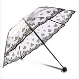 女神透明伞 韩国女生透明折叠雨伞 学生三折伞 加厚超轻 创意包邮