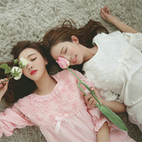 韩版春秋季睡衣女人纯棉甜美公主长袖梭织布全棉布韩国家居服套装