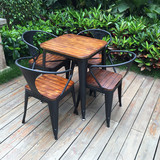 星巴克露台户外桌椅组合五件套件 庭院防腐木家具 咖啡厅室外桌椅
