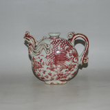 古玩古瓷器收藏老厂货陶瓷釉里红 鸡头茶壶摆件古董收藏品/个价