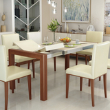 大理石餐桌椅组合  时尚小户型实木6人餐台 长方形伸缩折叠饭桌