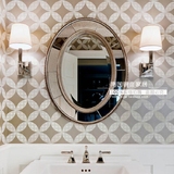 椭圆镜子美式仿古浴室玄关镜装饰卫浴欧式古典卫生间壁挂镜 M029
