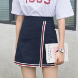 a字高腰半身裙韩版女裙子夏季2016新款百搭学生折叠包臀白色短裙