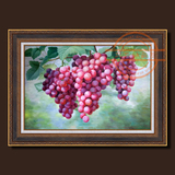 纯手工写实油画装饰画餐厅有框画挂画壁画中欧式静物葡萄水果001