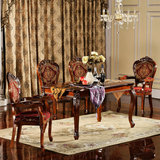 特价实木餐桌椅欧式长方桌深色仿古美式乡村大理石组合6人套装