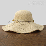 【贝壳拾趣】手工编织草帽 可折叠宽檐帽子 大沿沙滩帽夏天女遮阳