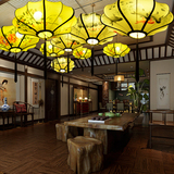 新中式吊灯手绘布艺灯具创意个性复古餐厅茶楼过道走廊美容院灯笼