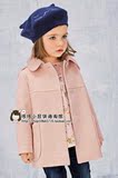 现货！英国next正品代购女童女宝宝浅杏粉色带帽翻领呢子大衣外套