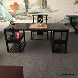 现代中式办公家具新中式复古书桌写字台样板房家具实木书桌办公桌