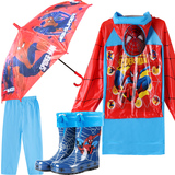 蜘蛛侠儿童雨衣中大童雨披男童 防滑橡胶鞋保暖水鞋加绒雨鞋雨靴