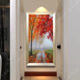 玄关装饰画竖版走廊过道壁画挂画手绘抽象油画风景画单幅3d立体画