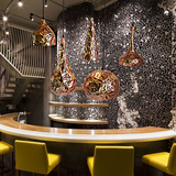 北欧创意咖啡厅酒吧吧台吊灯简约客厅餐厅吸顶灯铁艺个性红铜吊灯