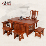 仿古红木中式实木家具非洲花梨木将军茶台茶桌椅组合茶艺功夫桌