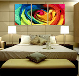 diy数字油画特价包邮 客厅卧室抽象花卉装饰画手绘三拼三联 玫瑰