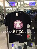 小小石香港代购 AAPE 16夏 女迷彩猿人字母印花百搭短袖T恤2658