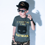 超人蝙蝠侠T恤男童短袖儿童短袖t恤 男童t恤短袖夏 纯棉军绿色