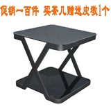 方形功夫茶几  小方角几  钢化玻璃双层方桌  简约办公桌  置物架