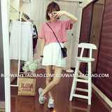 韩版夏季学生t恤女短袖显瘦圆领闺蜜姐妹装纯色小衫短款百搭上衣