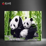 正品魔手丹青diy数字油画客厅餐厅动物大幅数码填色手绘国宝熊猫