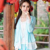 中国风女装 2016春装新款 文艺风范假两件上衣系绳衬衫棉麻女开衫