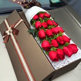 康乃馨杭州红白香槟玫瑰礼盒鲜花11朵19朵33朵同城速递生日预定