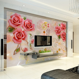 大型壁画3D无缝无纺布墙纸家和富贵浮雕玫瑰花时尚玉雕背景墙壁画