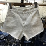 16韩国东大门订单夏季女装新品磨边须须白色不规则牛仔短裤热裤潮
