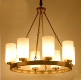 美式全铜吊灯 北欧餐厅卧室书房纯铜灯具 简约欧式圆形客厅大气灯