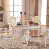 欧式实木圆形餐桌美式餐桌椅组合白色小户型橡木餐桌1/1.2/1.3米