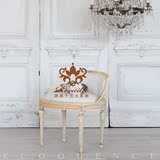 路易十五式家具美式乡村实木雕刻麻布精致小巧梳妆凳
