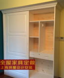 上海家具定做松木衣柜白色移门储物柜整体衣柜实木田园衣柜定制