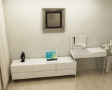 简约现代小户型定制卧室烤漆伸缩电视柜电脑桌书桌梳妆台一体组合