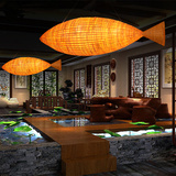 中式竹编艺术大吊灯创意个性东南亚田园风格餐厅茶楼会所工程吊灯