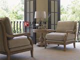 法式美式乡村布艺沙发椅时尚小户型客厅实木单人沙发休闲沙发椅