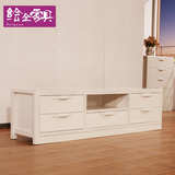 榆木家具现代简约白色开放漆全实木电视柜中式客厅榆木电视柜地柜