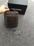 Chanel/香奈儿棕色牛皮方盒化妆包vintage手提包正品  二手闲置