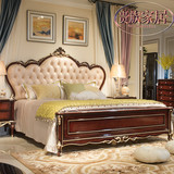 简约欧式双人床1.8米全实木床经济型新婚床真皮床大床卧室家具